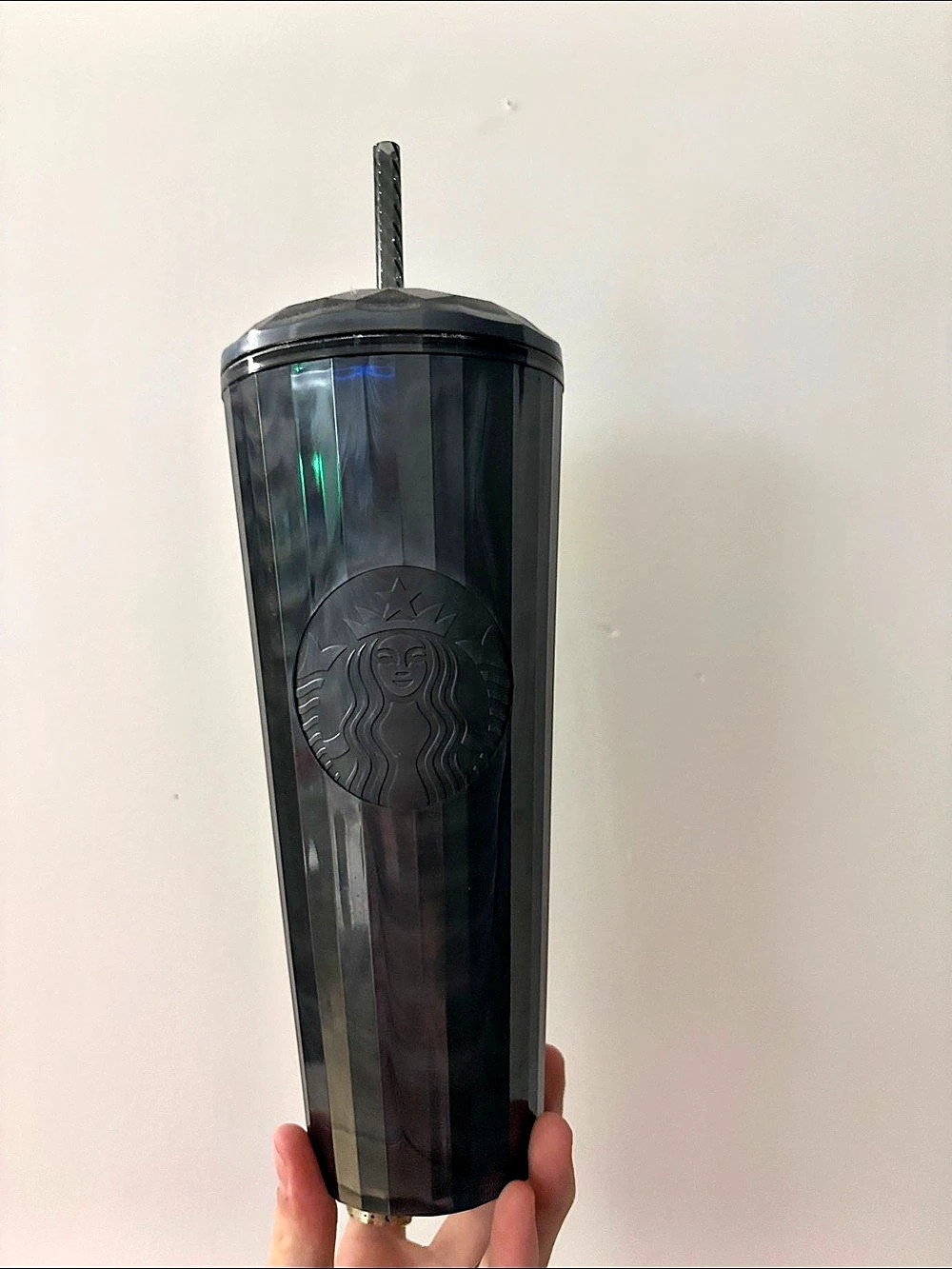 Starbucks Iridescent Black Pearl Marbled Faceted Cold Cup Tumbler